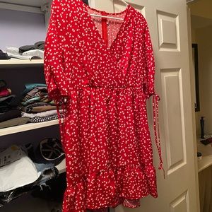 Red dress with white hearts